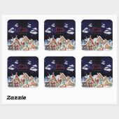 Weihnachtsmann, Schneemann Weihnachtsfeiertag Quadratischer Aufkleber (Blatt)