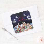 Weihnachtsmann, Schneemann Weihnachtsfeiertag Quadratischer Aufkleber (Umschlag)