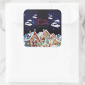 Weihnachtsmann, Schneemann Weihnachtsfeiertag Quadratischer Aufkleber (Tasche)