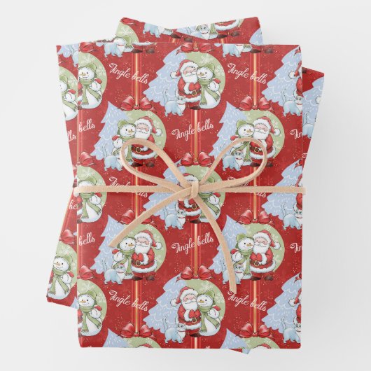 Weihnachtsmann, Schneemann, Weihnachtskatzenbuch Geschenkpapier Set (Beispiel)