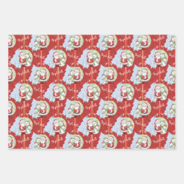 Weihnachtsmann, Schneemann, Weihnachtskatzenbuch Geschenkpapier Set