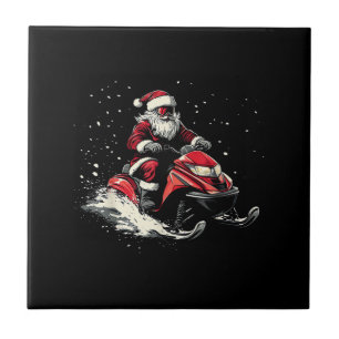Weihnachtsmann Schneemobil Motor Schlitten Lustige Fliese