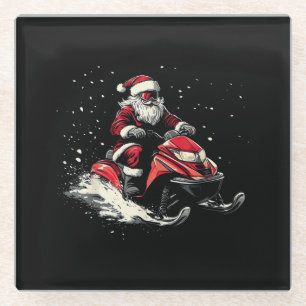Weihnachtsmann Schneemobil Motor Schlitten Lustige Glasuntersetzer