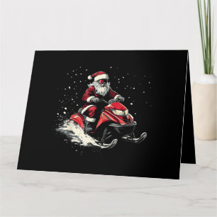Weihnachtsmann Schneemobil Motor Schlitten Lustige Karte