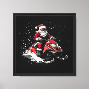 Weihnachtsmann Schneemobil Motor Schlitten Lustige Leinwanddruck