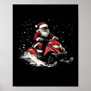 Weihnachtsmann Schneemobil Motor Schlitten Lustige Poster
