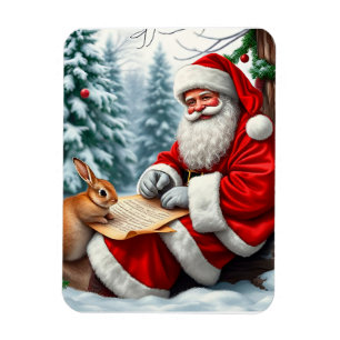 Weihnachtsmann schreibt einen Brief in einem schne Magnet