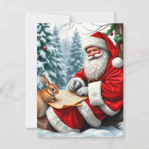 Weihnachtsmann schreibt einen Brief in einem schne Postkarte