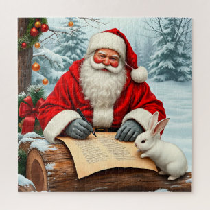 Weihnachtsmann schreibt einen Brief in einem versc Puzzle