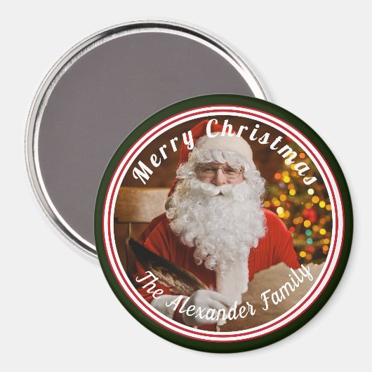 Weihnachtsmann schreibt Weihnachtsbaum-Keramik Magnet (Vorderseite/Rückseite)