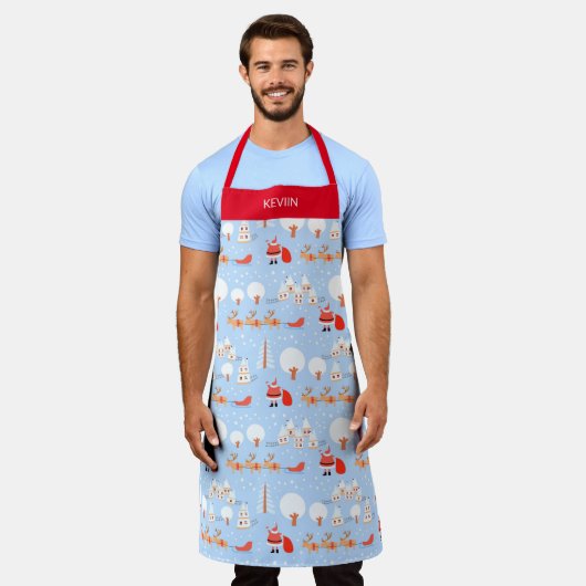 Weihnachtsmann-Schürze mit großem Namen Schürze (Getragen)