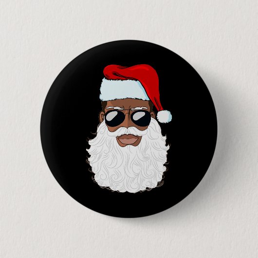 Weihnachtsmann Schwarz Xmas Santa Afro Afroamerika Button (Vorderseite)