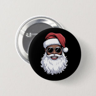 Weihnachtsmann Schwarz Xmas Santa Afro Afroamerika Button