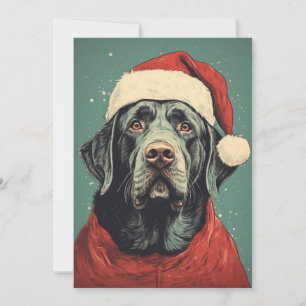 Weihnachtsmann Schwarzer Labrador Flach Weihnachts Feiertagskarte