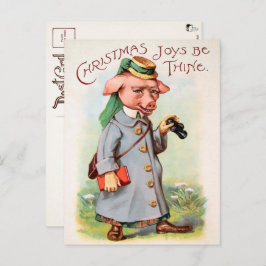 Weihnachtsmann Schweinekarte Postkarte
