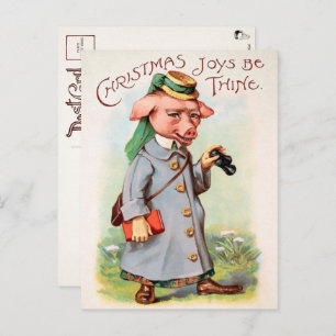 Weihnachtsmann Schweinekarte Postkarte