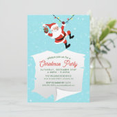 Weihnachtsmann schwingt auf einer Seilschnur Einladung (Stehend Vorderseite)