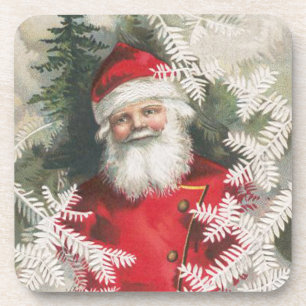 Weihnachtsmann-Set aus Kork-Untersetzern im Vintag Getränkeuntersetzer