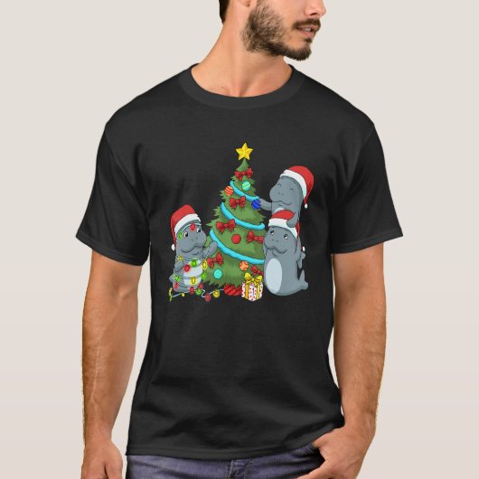Weihnachtsmann Shirt Frauen Manatee Geschenke Kind (Vorderseite)