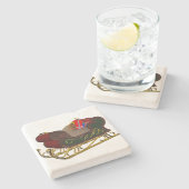 Weihnachtsmann Sleigh in 3D Weihnachten Steinuntersetzer (Seitenansicht)