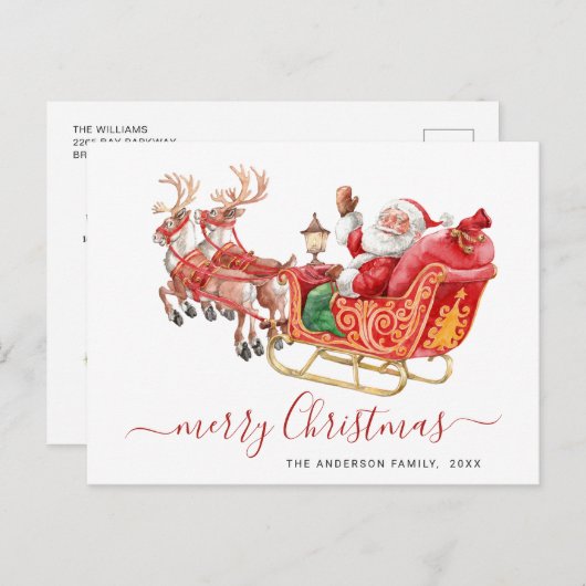 Weihnachtsmann Sleigh Weihnachtsfeiertag Postkarte (Vorne/Hinten)