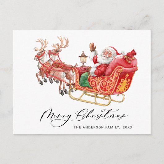 Weihnachtsmann Sleigh Weihnachtsfeiertag Postkarte (Vorderseite)