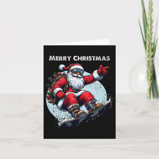 Weihnachtsmann Snowboarden Frohe Weihnachten Winte Karte (Vorderseite)