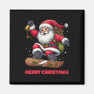 Weihnachtsmann Snowboarden Frohe Weihnachten Winte Magnet
