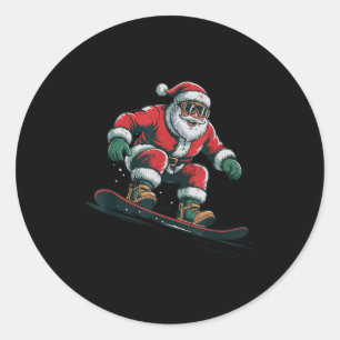 Weihnachtsmann Snowboarden Weihnachten Retro Vinta Runder Aufkleber