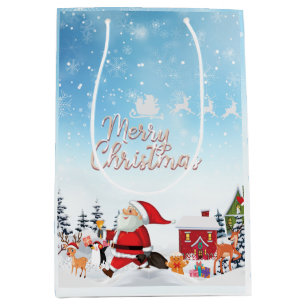 Weihnachtsmann, Snowman Frohe Weihnachtsfeiertag M Mittlere Geschenktüte