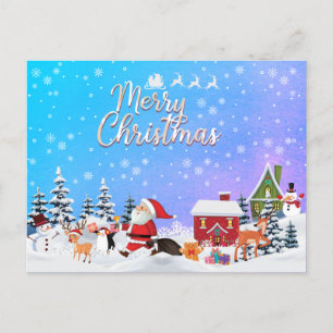 Weihnachtsmann, Snowman Frohe Weihnachtsfeiertage  Feiertagspostkarte