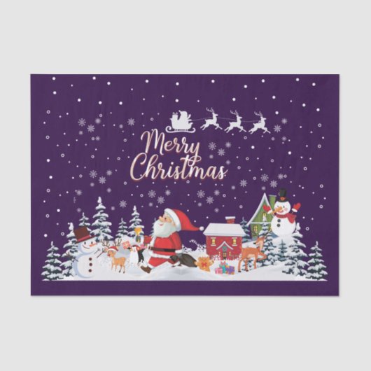 Weihnachtsmann, Snowman Frohe Weihnachtsfeiertage Seidenpapier (Vorderseite)