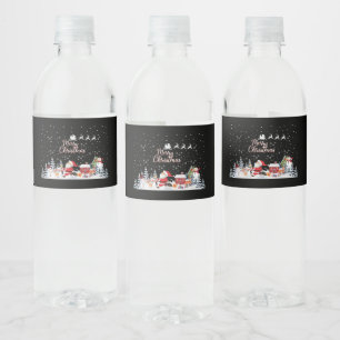 Weihnachtsmann, Snowman Frohe Weihnachtsfeiertage Wasserflaschenetikett