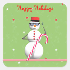 Weihnachtsmann Snowman Quadratischer Aufkleber