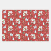 Weihnachtsmann, Snowman, Rentier, Katze Geschenkpapier Set (Vorderseite 3)