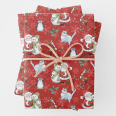 Weihnachtsmann, Snowman, Rentier, Katze Geschenkpapier Set (Beispiel)