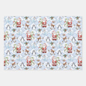 Weihnachtsmann, Snowman, Rudolph, Katze Geschenkpapier Set (Vorderseite)