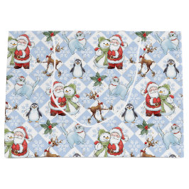 Weihnachtsmann, Snowman, Rudolph, Katze Große Geschenktüte