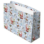 Weihnachtsmann, Snowman, Rudolph, Katze Große Geschenktüte (Rückseite Schrägansicht)