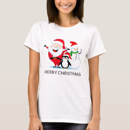 Weihnachtsmann Snowman und Penguin Tri-Blend Shirt