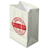 Weihnachtsmann Sonderlieferung Name hinzufügen Mittlere Geschenktüte (Vorderseite Schrägansicht)