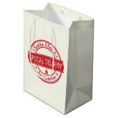 Weihnachtsmann Sonderlieferung Name hinzufügen Mittlere Geschenktüte (Rückseite Schrägansicht)