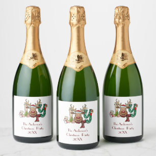 Weihnachtsmann-Spaß-Weihnachtsfeier Schaumweinetikett