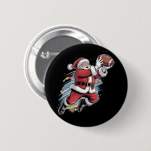 Weihnachtsmann spielt American Football Weihnachte Button