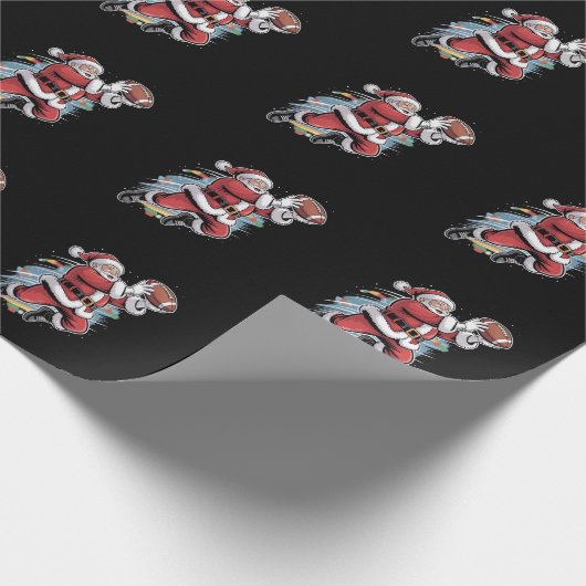 Weihnachtsmann spielt American Football Weihnachte Geschenkpapier (Ecke)
