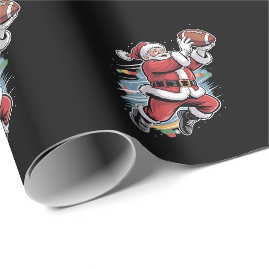 Weihnachtsmann spielt American Football Weihnachte Geschenkpapier (Rolleneckpunkt)
