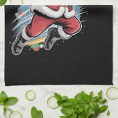 Weihnachtsmann spielt American Football Weihnachte Geschirrtuch (Gefaltet)