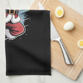 Weihnachtsmann spielt American Football Weihnachte Geschirrtuch (Viertel Falte)