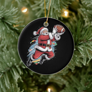 Weihnachtsmann spielt American Football Weihnachte Keramik Ornament