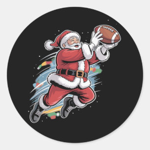 Weihnachtsmann spielt American Football Weihnachte Runder Aufkleber